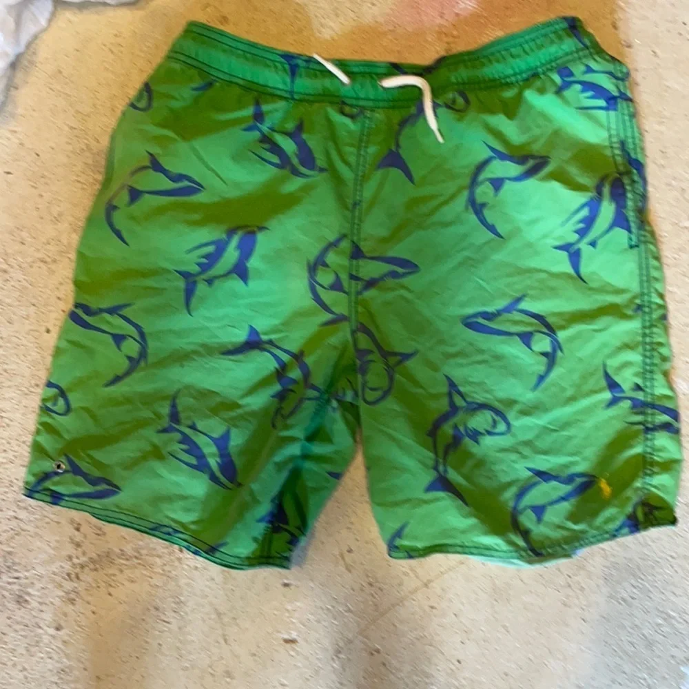Polo Ralph Lauren Green shark swim trunks pockets